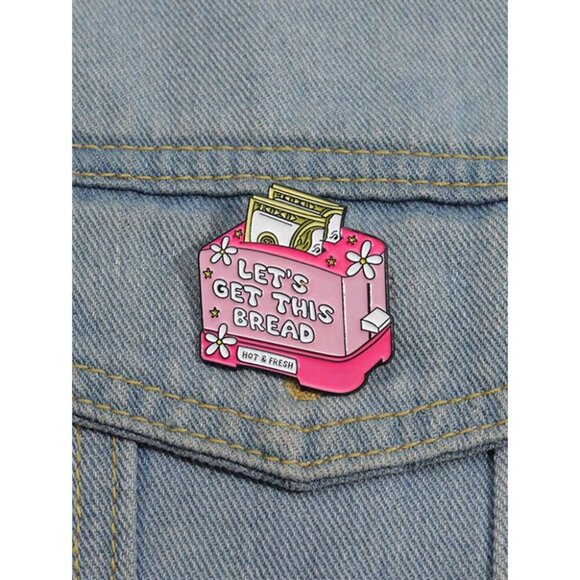 1pc Let's Get This Bread Enamel Pins Pink Bread Maker Hot Fresh Brooch Clothes - Picture 2 of 11
